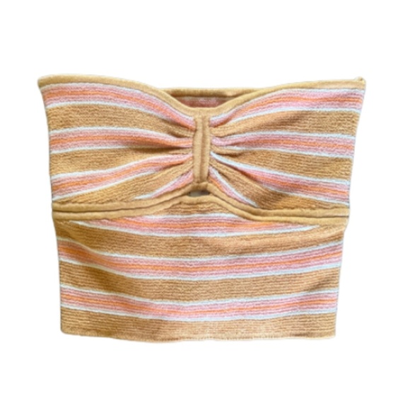 NWT! American Eagle | Size L (Fits S/M) | Orange & Pink Striped Tube Top - Picture 1 of 7